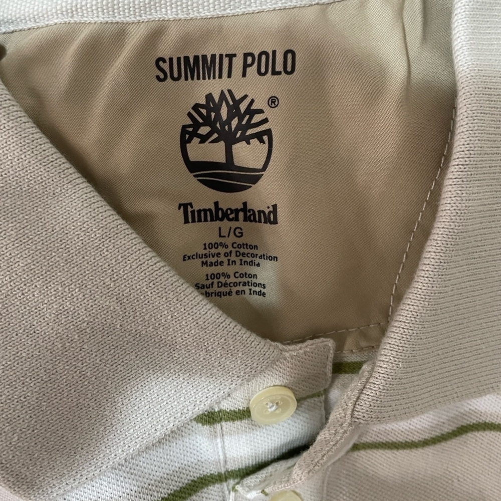 Timberland Beige and Olive Striped Polo Shirt - Picture 4 of 12